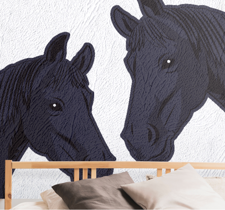 Animals wall mural elegant horses profile - TenStickers