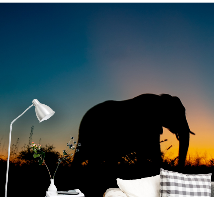 Animals wall mural elephant silhouette sunset - TenStickers