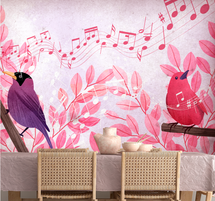Animals wall mural featuring singing birds - TenStickers