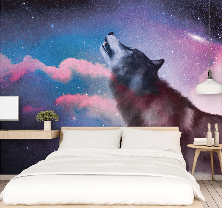 Animals wall mural howling wolf silhouette - TenStickers