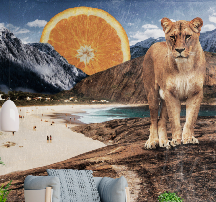 Animals wall mural lion beach scene - TenStickers