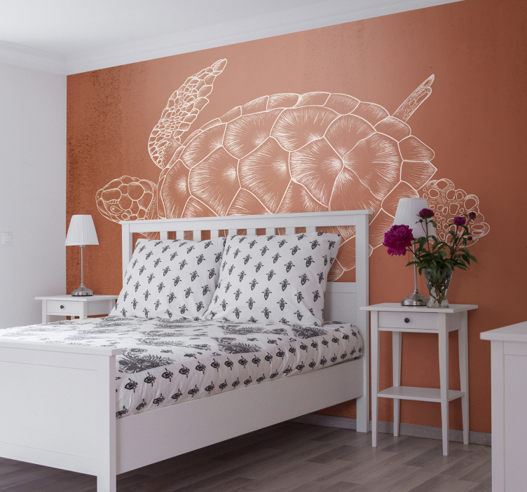 Animals wall mural sea turtle illustration - TenStickers