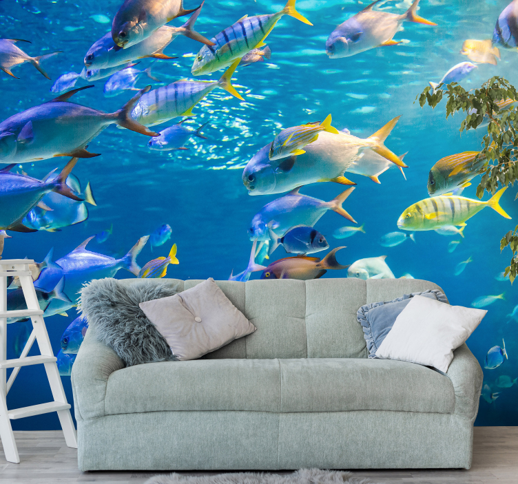 Animals wall mural underwater fish schooling - TenStickers