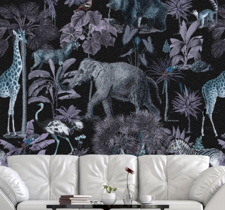 Animals wall mural wildlife safari scene - TenStickers