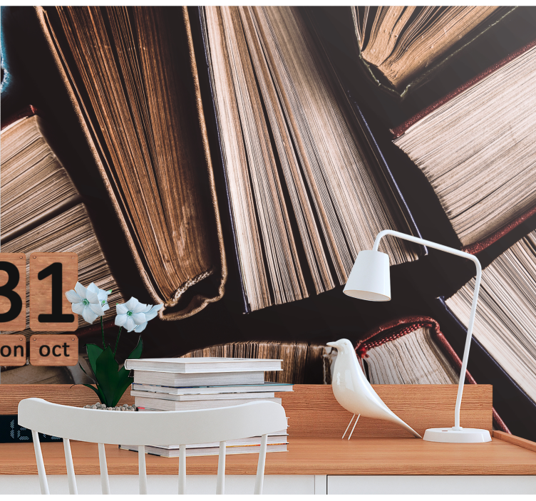 Art wall mural books piled together - TenStickers