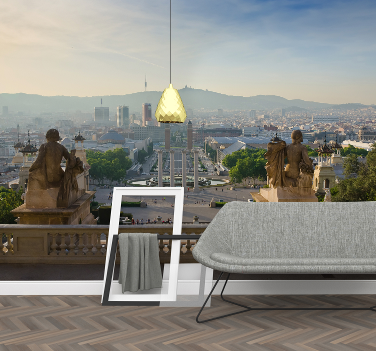 Barcelona Panoramic View barcelona wall mural - TenStickers
