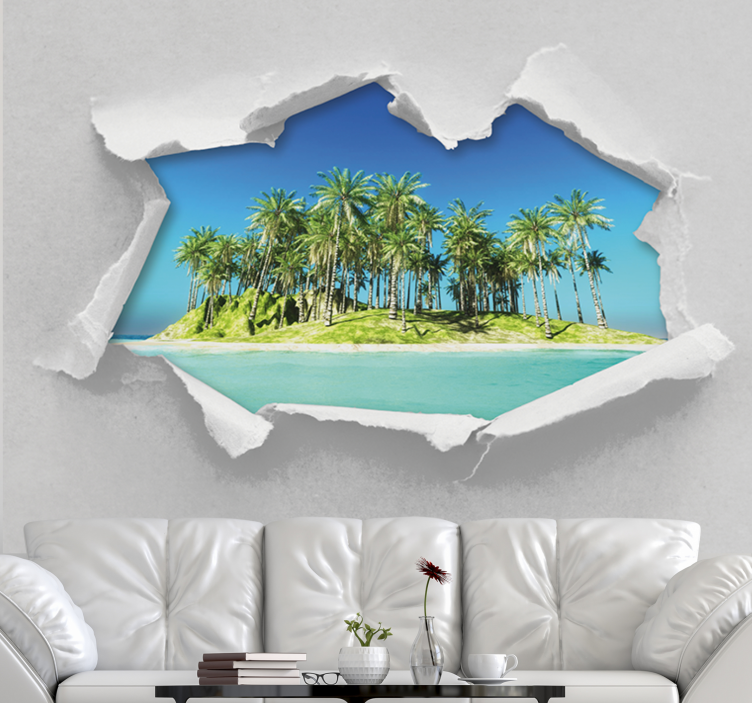 Beautiful island broken wall 3D Wall Mural - TenStickers