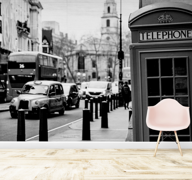 Black and White London City Wall Mural - TenStickers