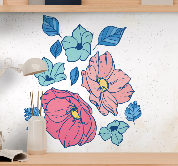 Blush floral composition flower wall mural - TenStickers