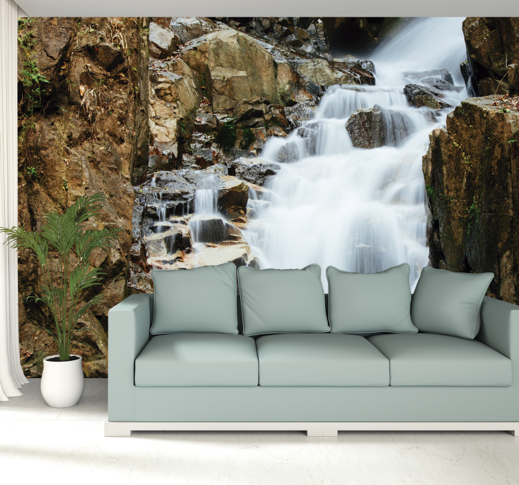 Cascading Waterfall wall mural waterfall - TenStickers