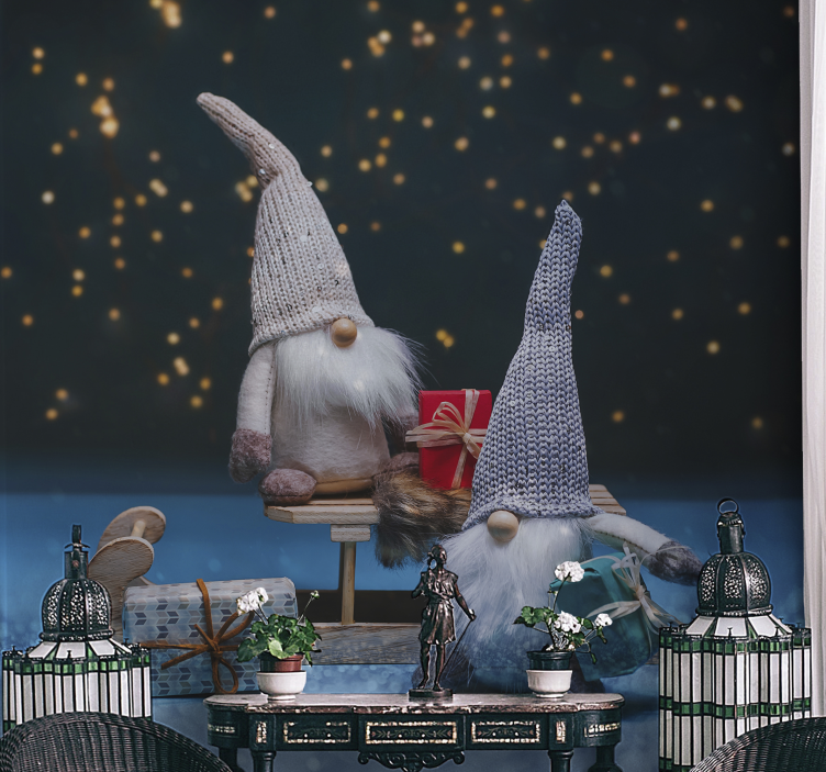 Christmas wall mural festive gnome celebration - TenStickers