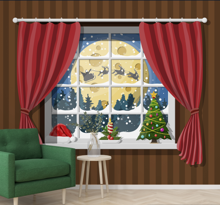 Christmas wall mural festive window view - TenStickers