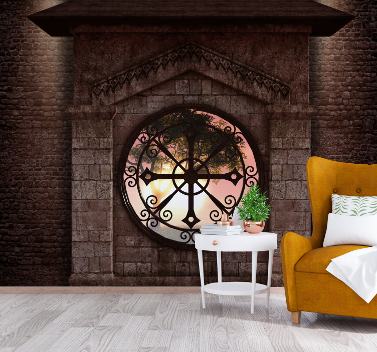 Circular Stone Window wall mural 3d - TenStickers