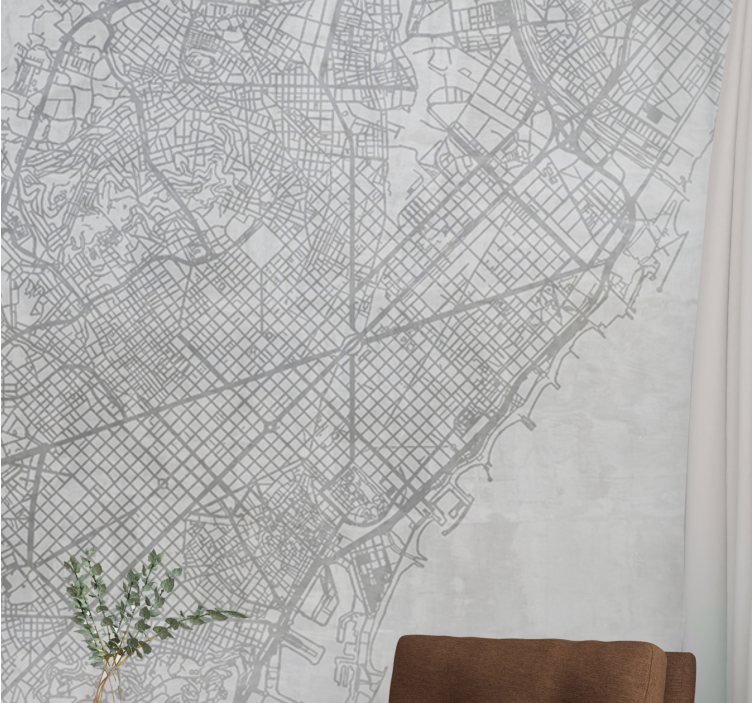 City wall mural detailed urban map - TenStickers