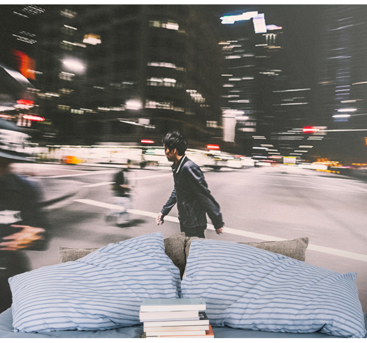 City wall mural urban night skate - TenStickers