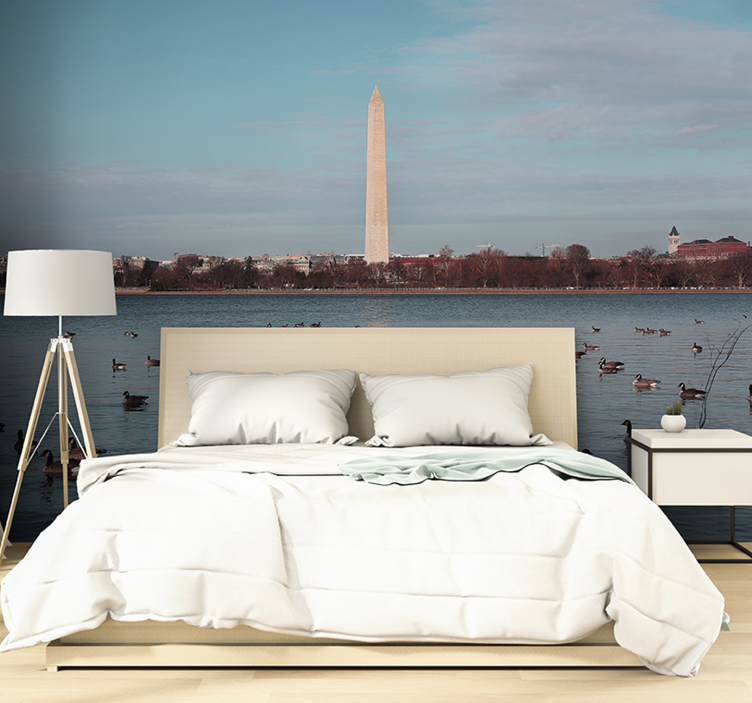 City wall mural washington monument reflection - TenStickers