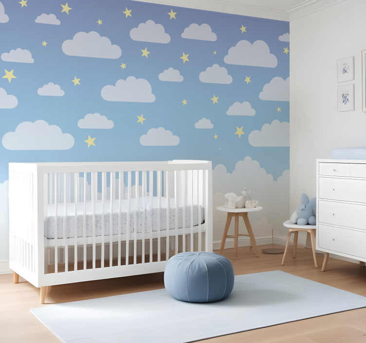 Clouds and stars nursery wall mural - TenStickers