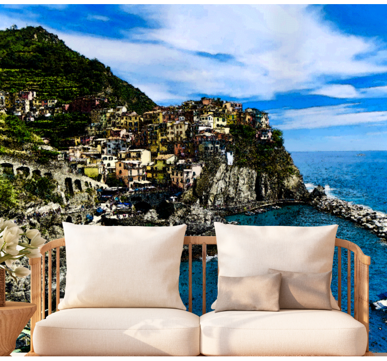 Coastal Village View city wall mural - TenStickers