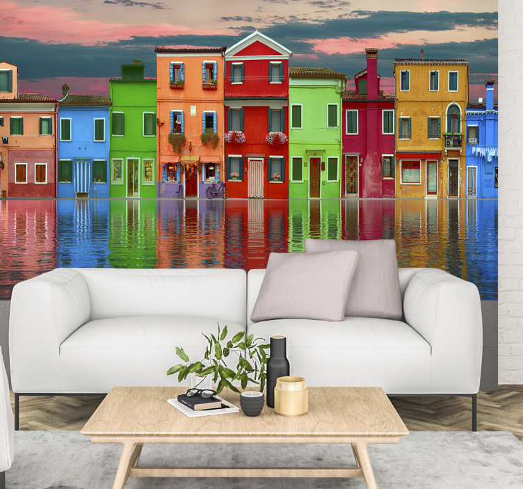 Colorful Burano Canal city wall mural - TenStickers