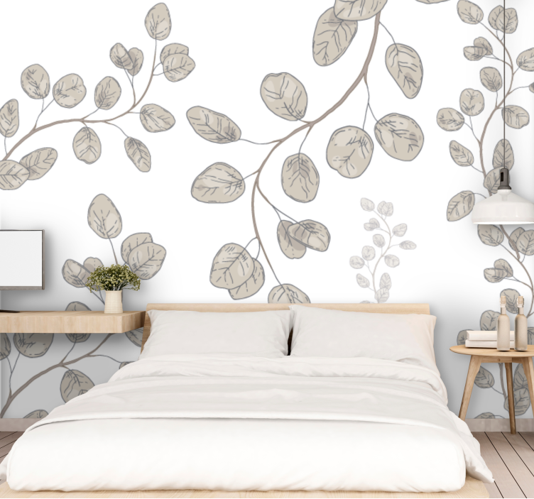 Delicate Leaf Patterns wall mural master bedroom - TenStickers