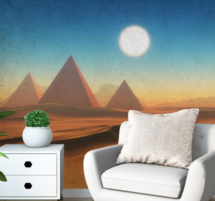 Desert Pyramids Sunrise landscape wall mural - TenStickers