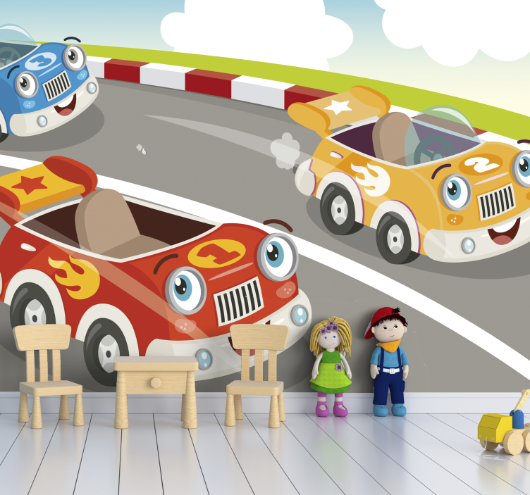 Disney cars world Grand Prix kids wall Murals - TenStickers