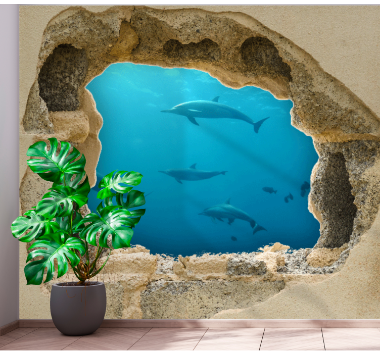 Dolphin Underwater Scene under the sea wall mural - TenStickers