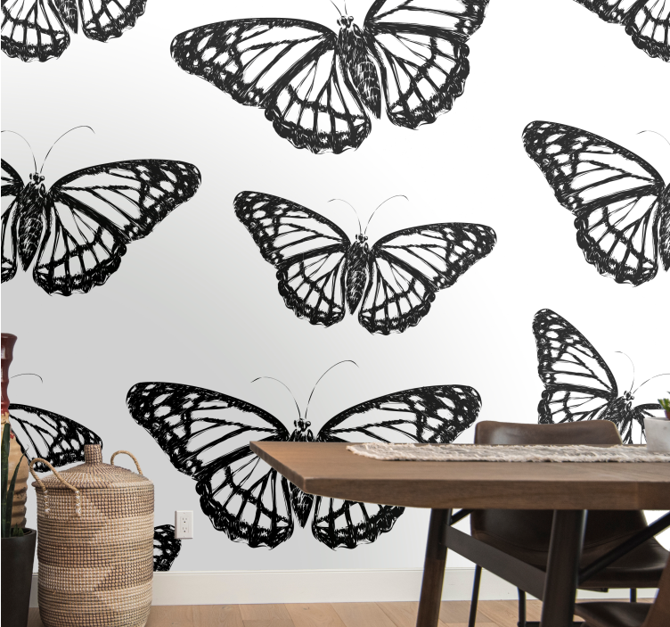 Elegant black butterflies animals wall mural - TenStickers