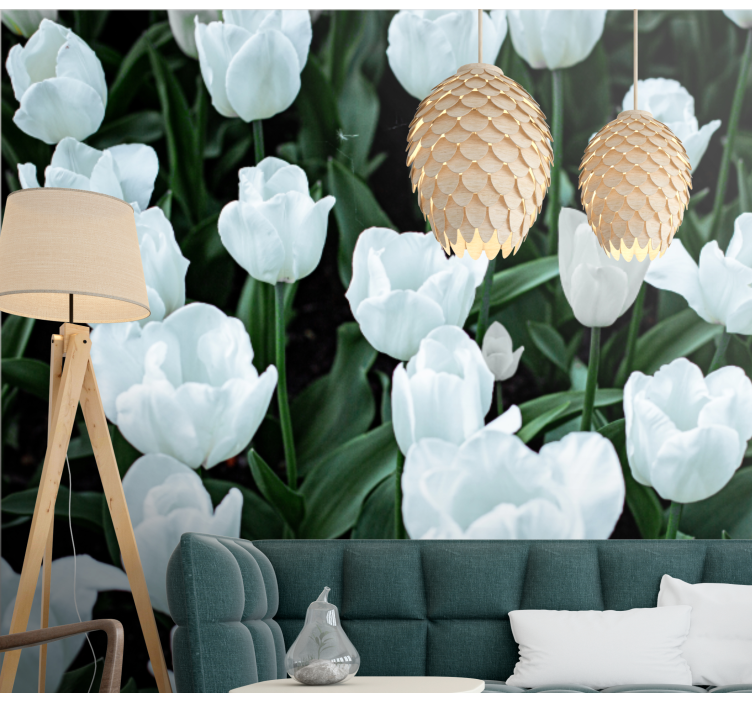 Elegant white tulips flower wall mural - TenStickers