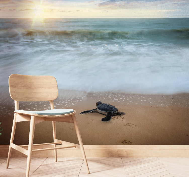 Emerging turtles under the sea wall mural - TenStickers