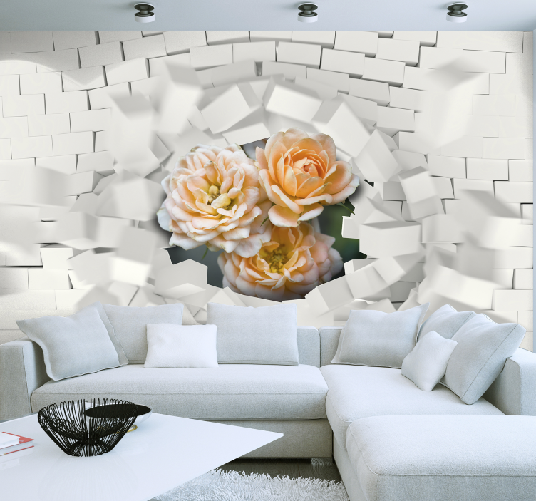 Exploding Floral 3D Effect wall mural 3d - TenStickers