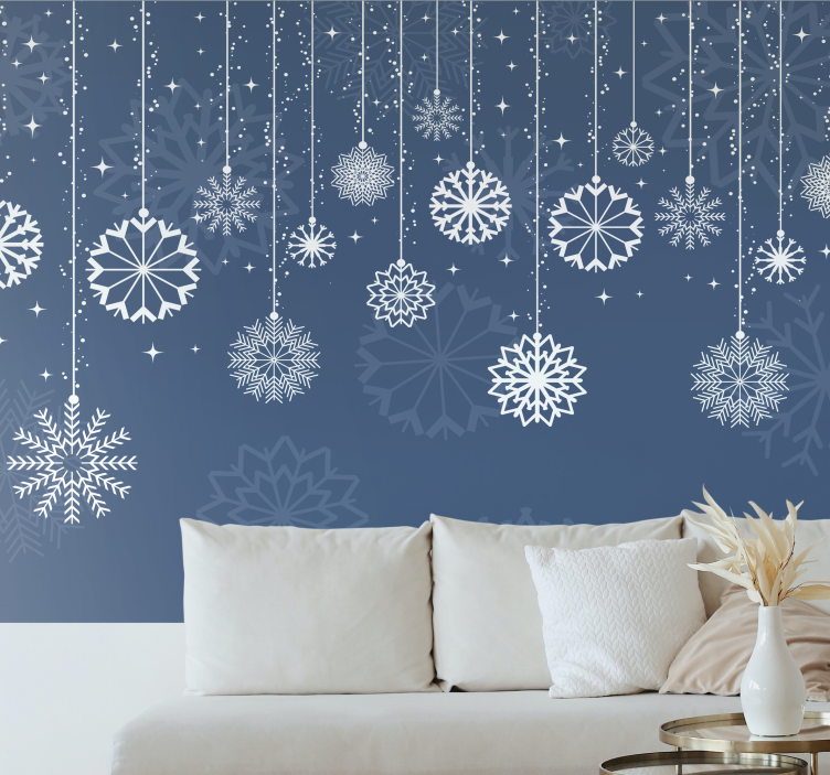 Falling Snowflakes christmas wall mural - TenStickers