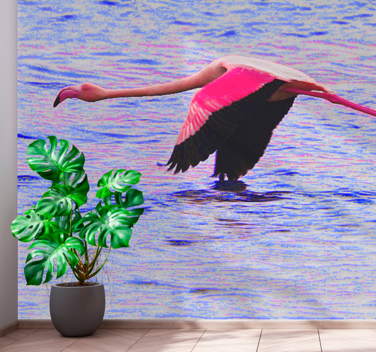 Flamingo in flight animals wall mural - TenStickers