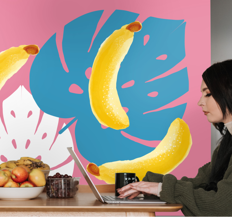 Flower wall mural bananas and leaves design - TenStickers