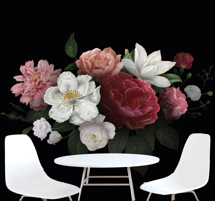 Flower wall mural blooming floral design - TenStickers
