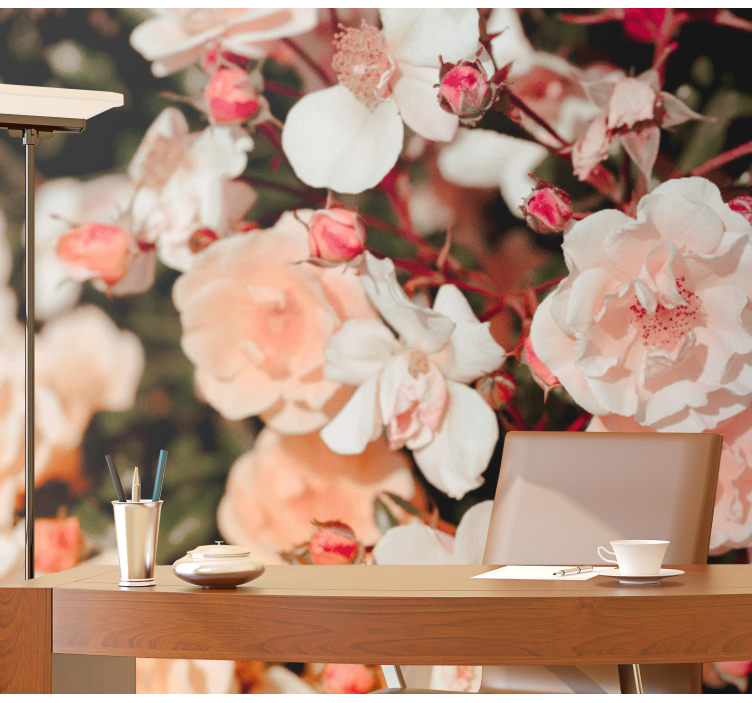 Flower wall mural blossoming rose petals - TenStickers