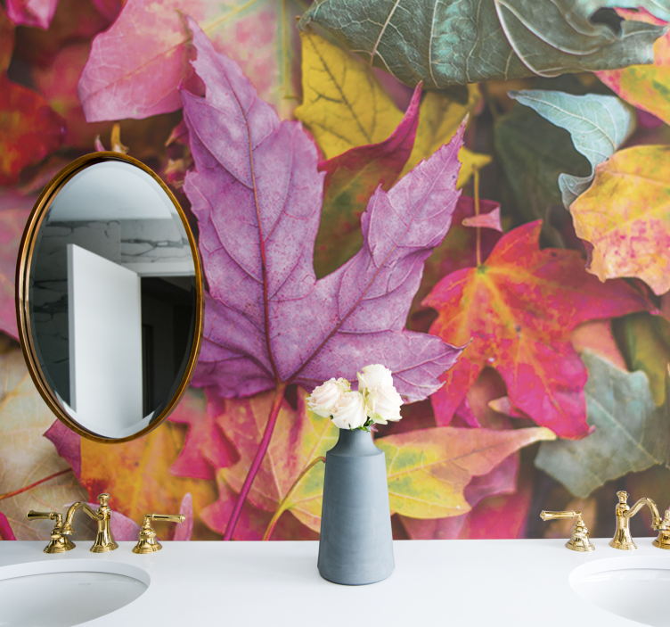 Flower wall mural colorful leaf designs - TenStickers