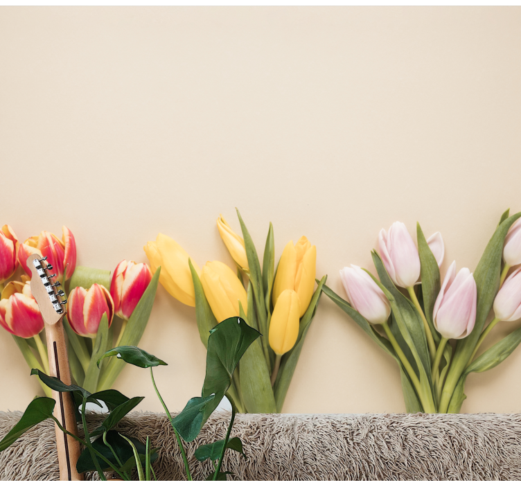 Flower wall mural colorful tulip arrangement - TenStickers