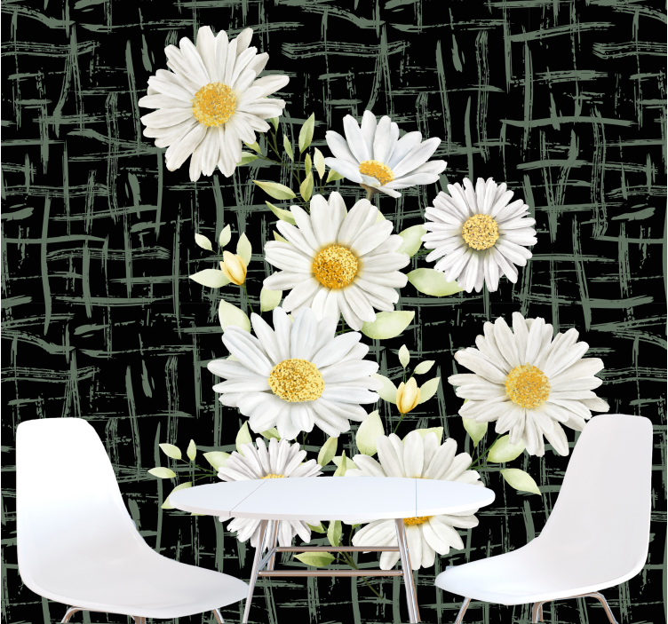 Flower wall mural daisy floral arrangement - TenStickers