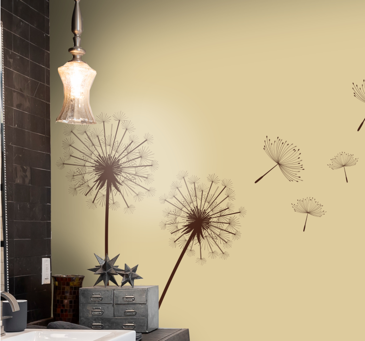 Flower wall mural dandelion seeds in the breeze - TenStickers