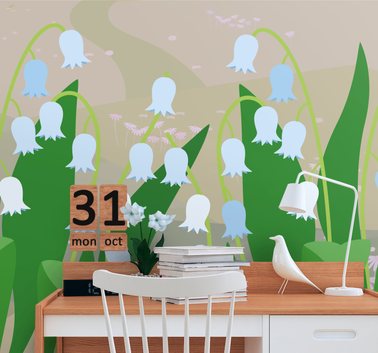 Flower wall mural delicate floral blooms - TenStickers