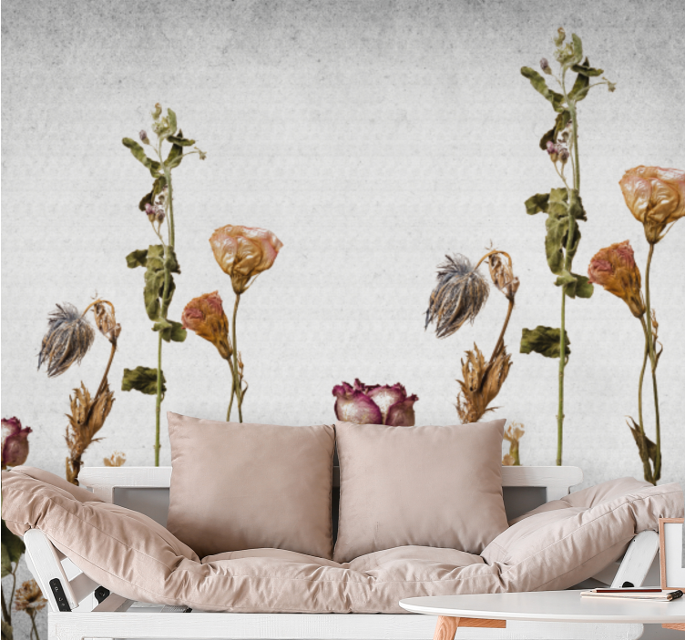 Flower wall mural dried floral arrangement - TenStickers