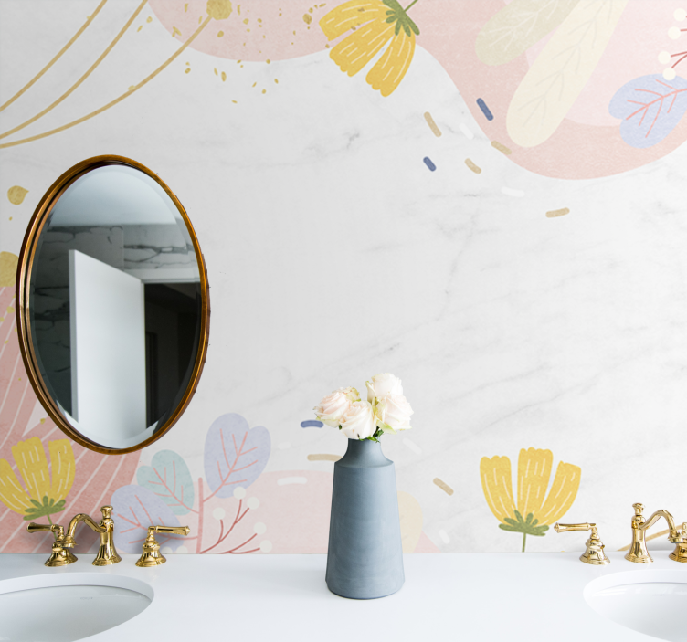 Flower wall mural floral pattern highlights - TenStickers