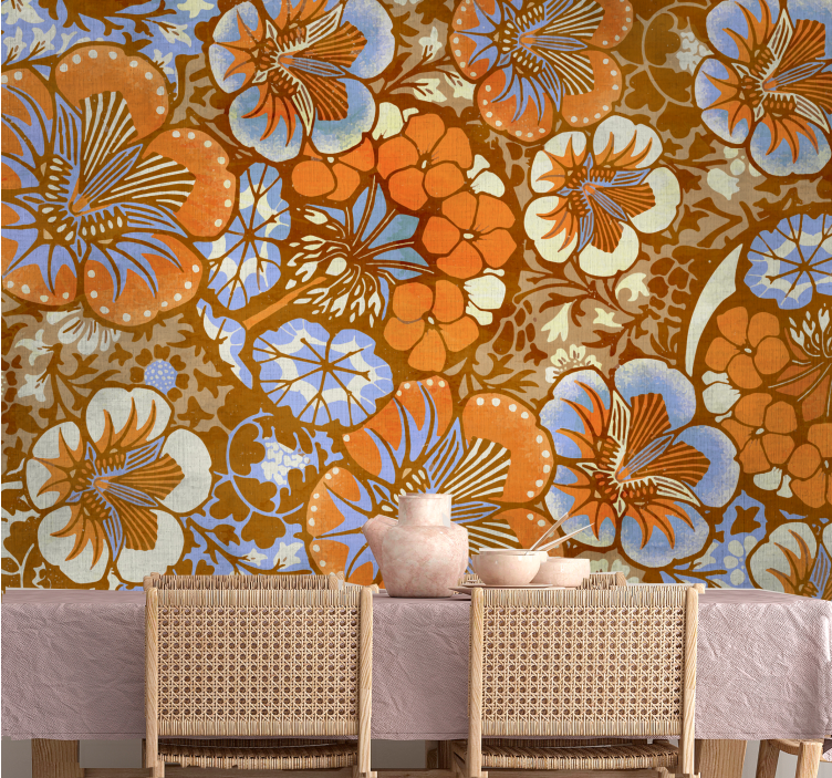 Flower wall mural floral patterns delight - TenStickers