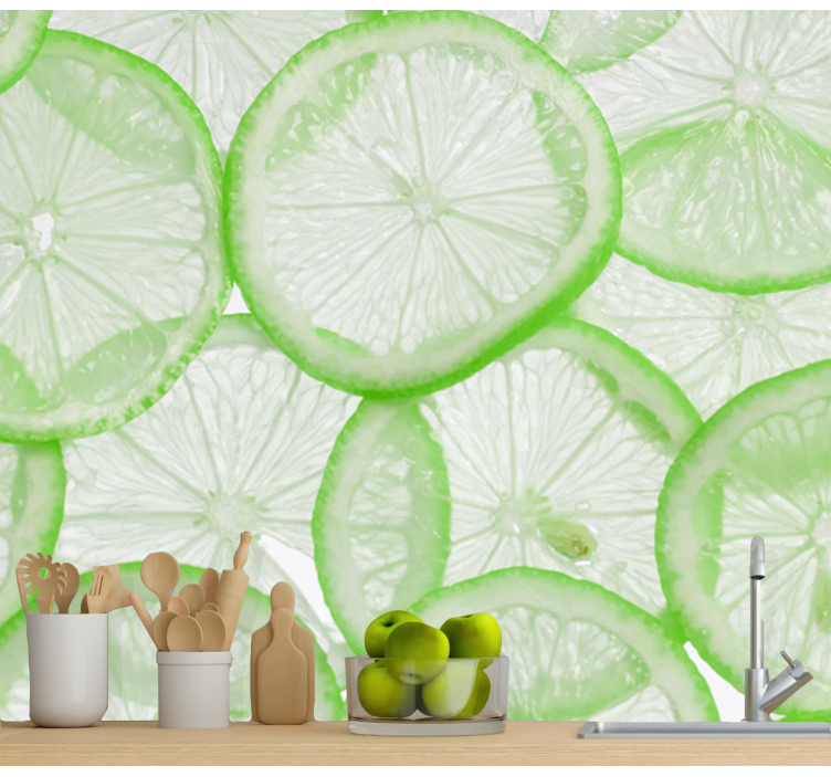 Flower wall mural fresh lime slice design - TenStickers
