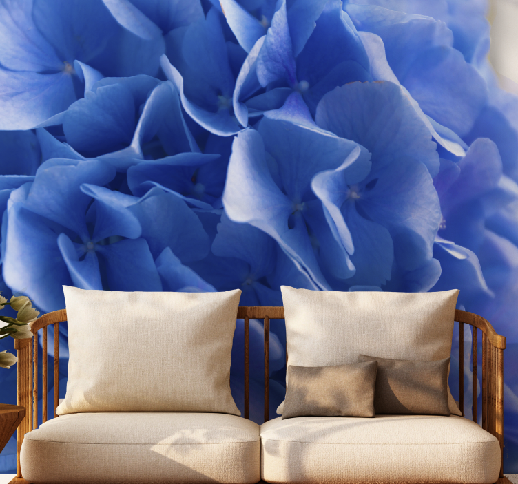 Flower wall mural hydrangea blue blooms - TenStickers