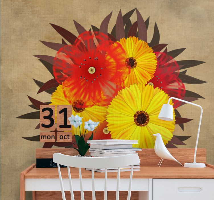 Flower wall mural lively blossom display - TenStickers