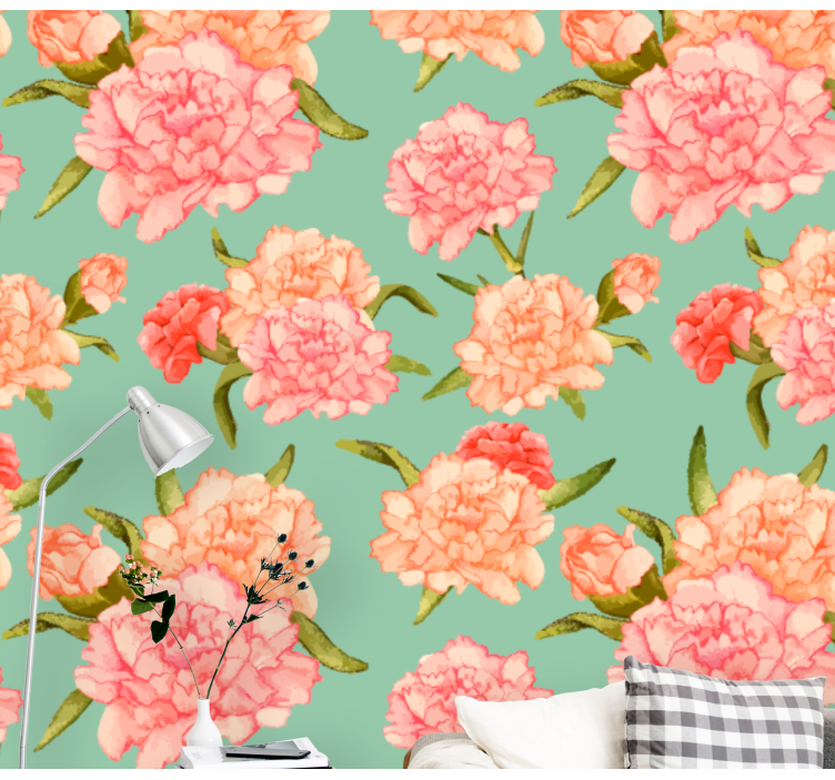 Flower wall mural peony floral design - TenStickers