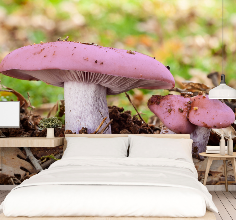 Flower wall mural pink mushroom cluster - TenStickers
