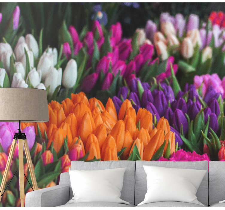 Flower wall mural tulip garden showcase - TenStickers